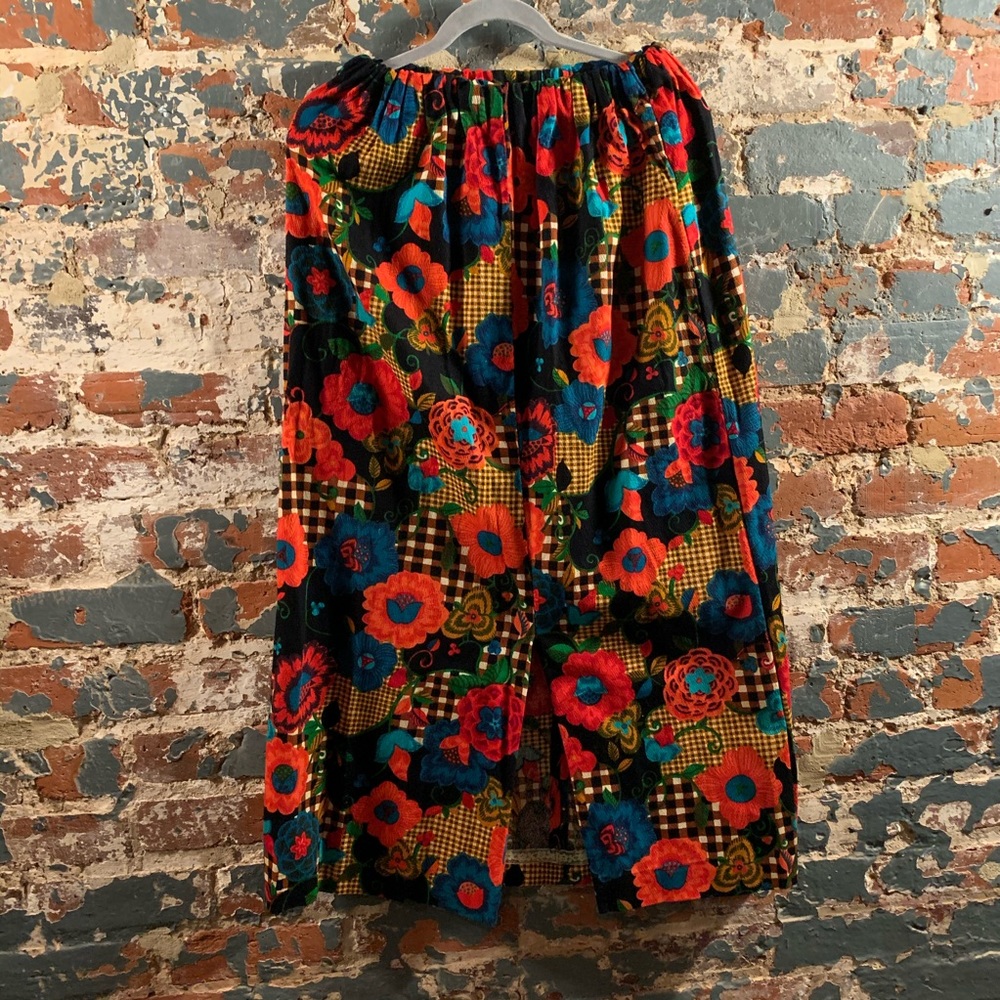 Vintage Handmade Vibrant Floral Patchwork Skirt - Picture 2 of 4